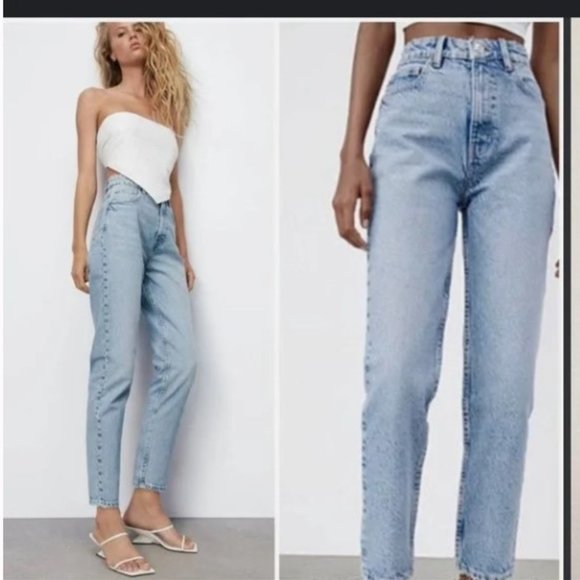 EUC Zara Light Wash Ultra High Rise Mom Jean - Picture 1 of 8